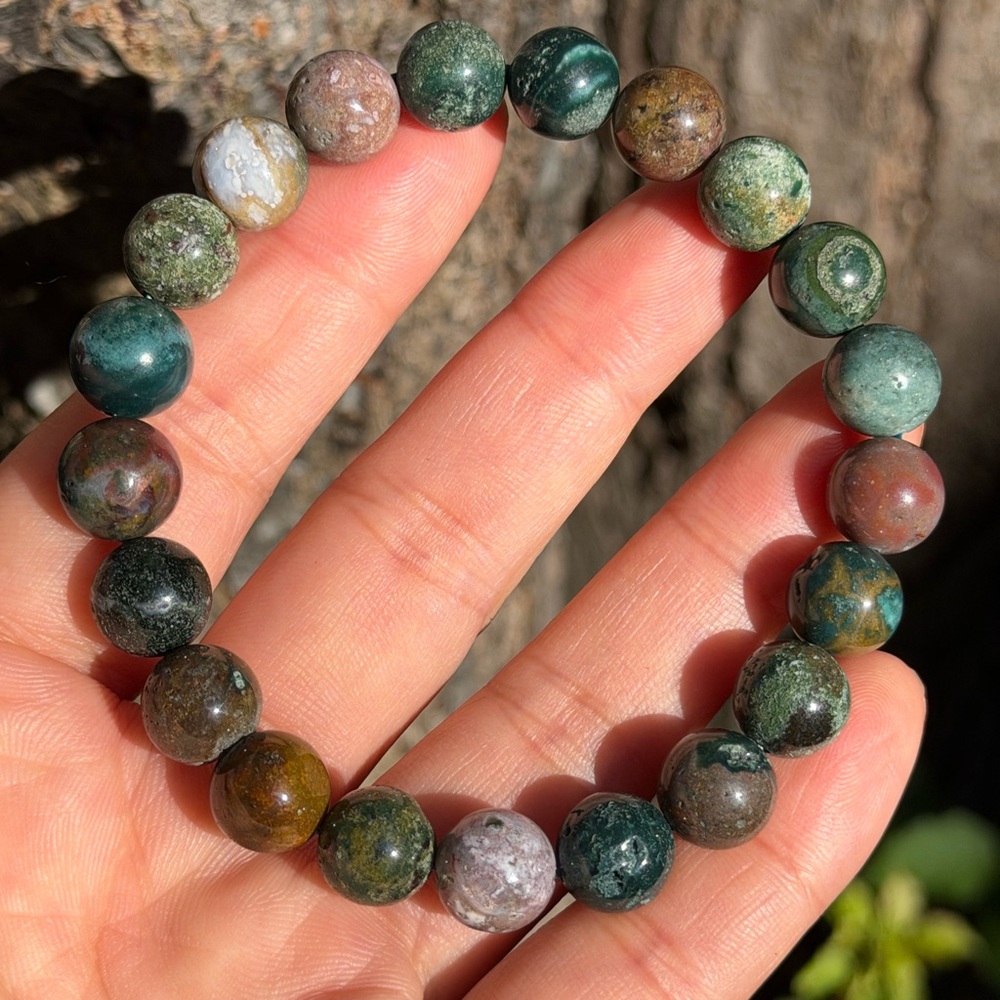 10mm stretchable‎ ocean jasper bracelet 0748